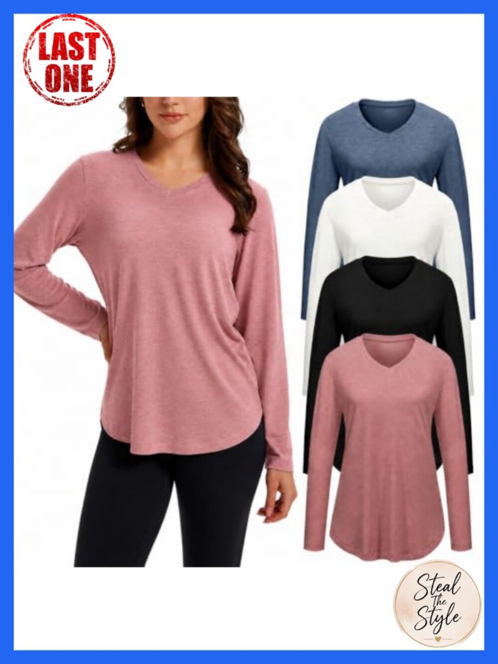 4 Pack Long Sleeve Tunics Women V Neck Plus Size Loose Fit Tops